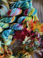 Fall Foliage, Superwash Merino, Hand dyed yarn,Fingering weight, DK weight, Worsted Weight