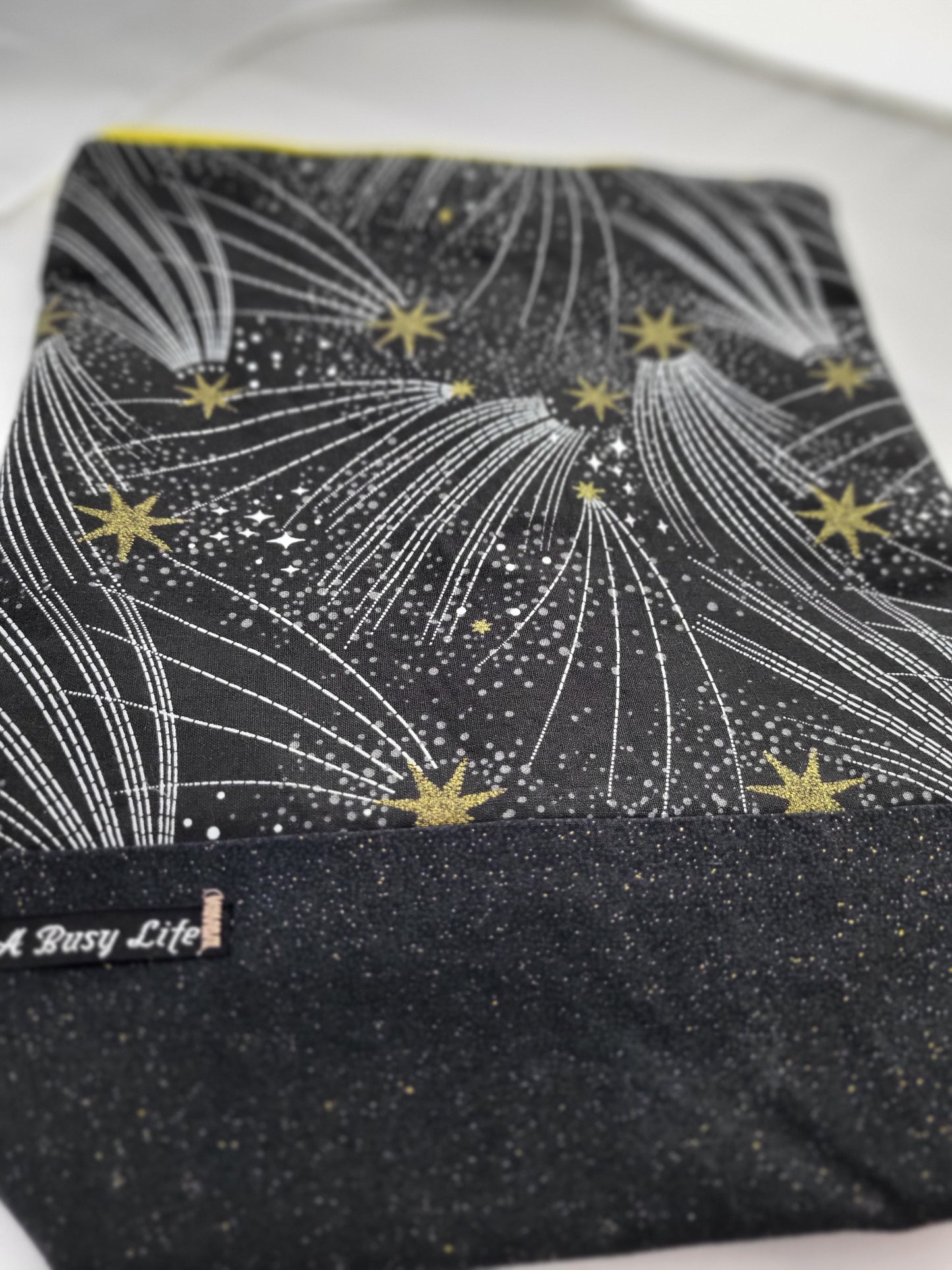 Black and Gold Celestial project bag, Zippered Project Bag,  project bag,  Storage bag