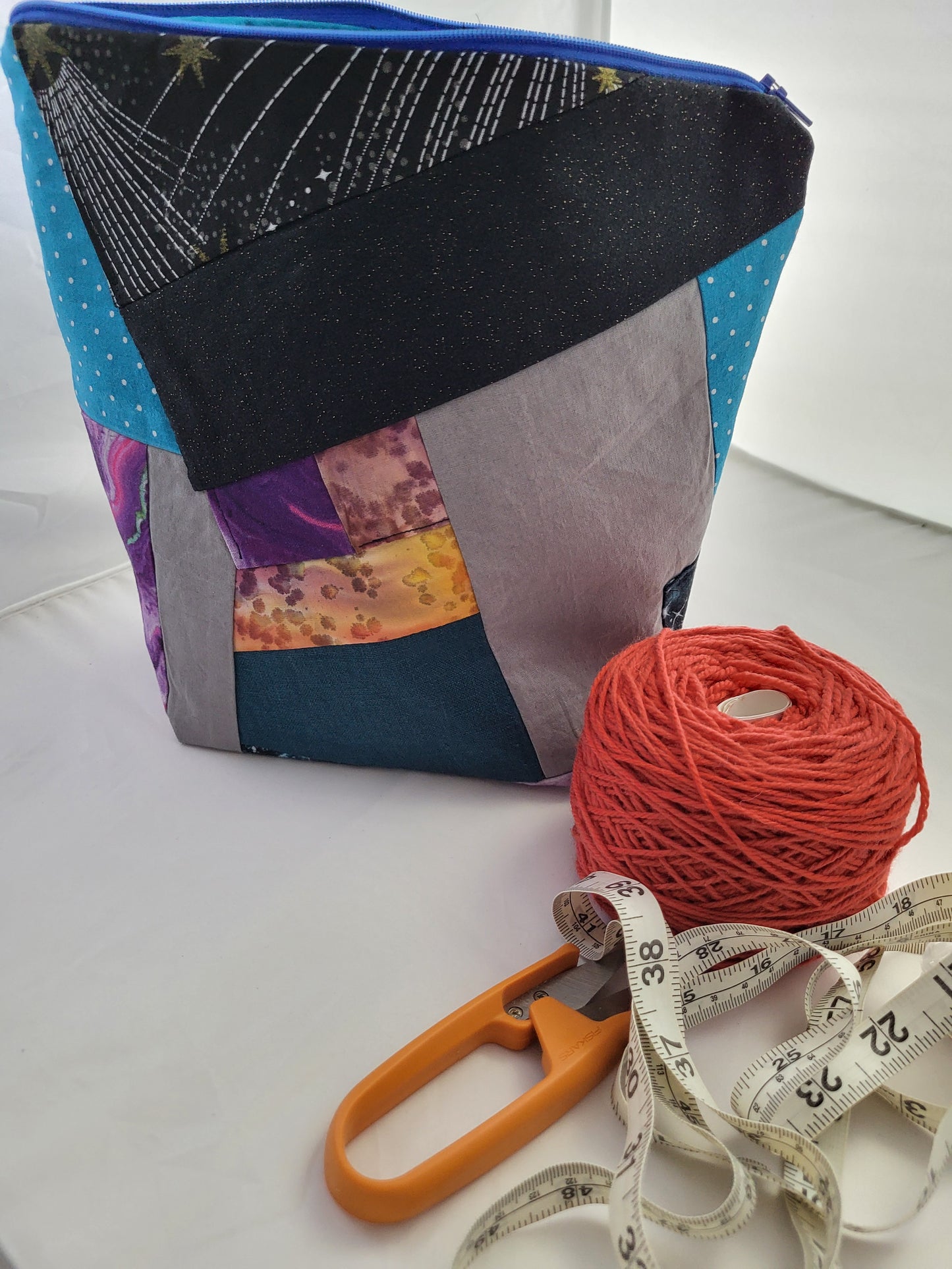 Scrappy Sock Sack, zippered bag, small project bag, small storage bag