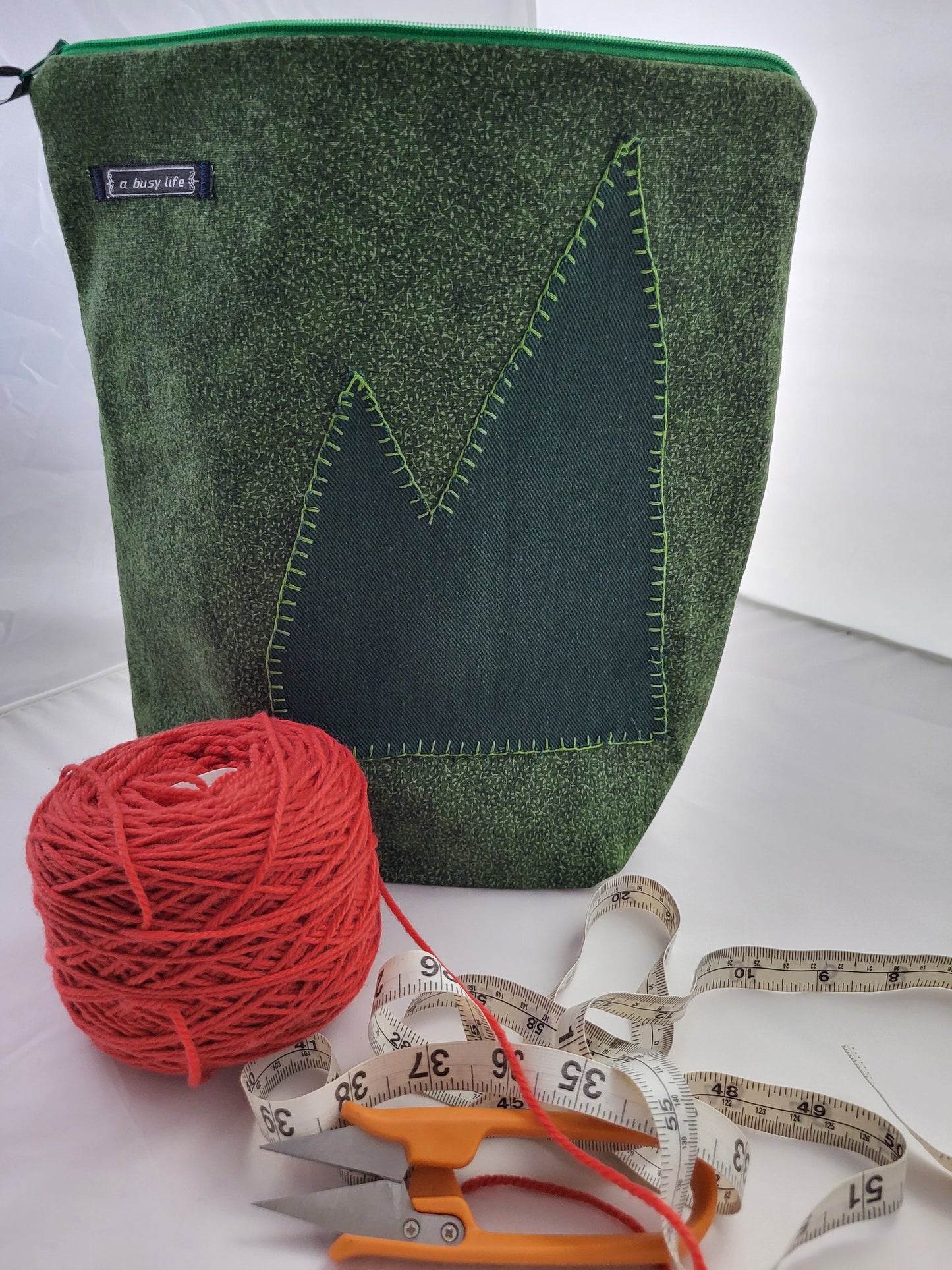 Evergreens project bag, Zippered Project Bag,    project bag,  Storage bag