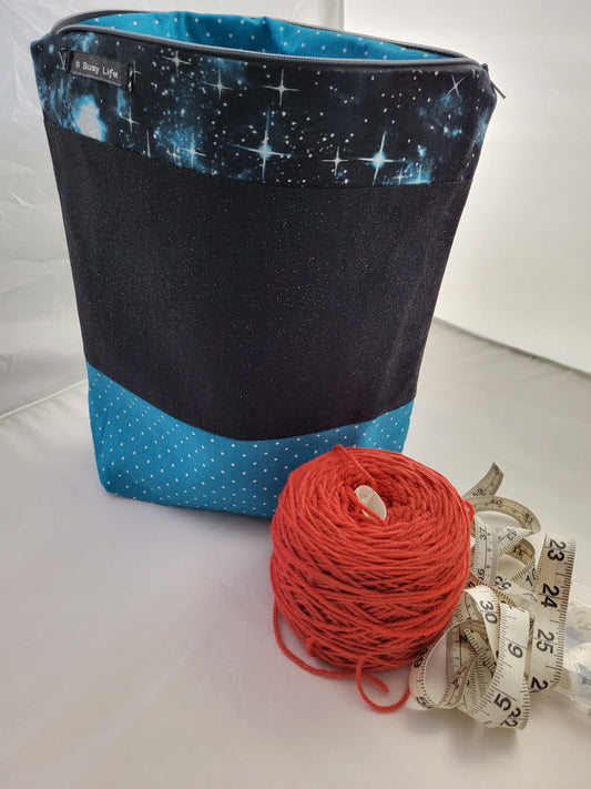 Scrappy Celestial project bag, Zippered Project Bag,  project bag,  Storage bag