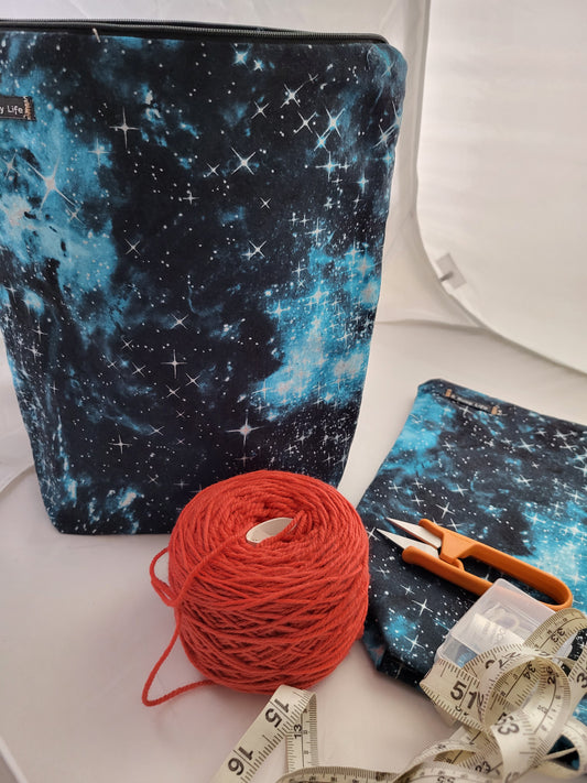 Starry night project bag, Zippered Project Bag,    project bag,  Storage bag