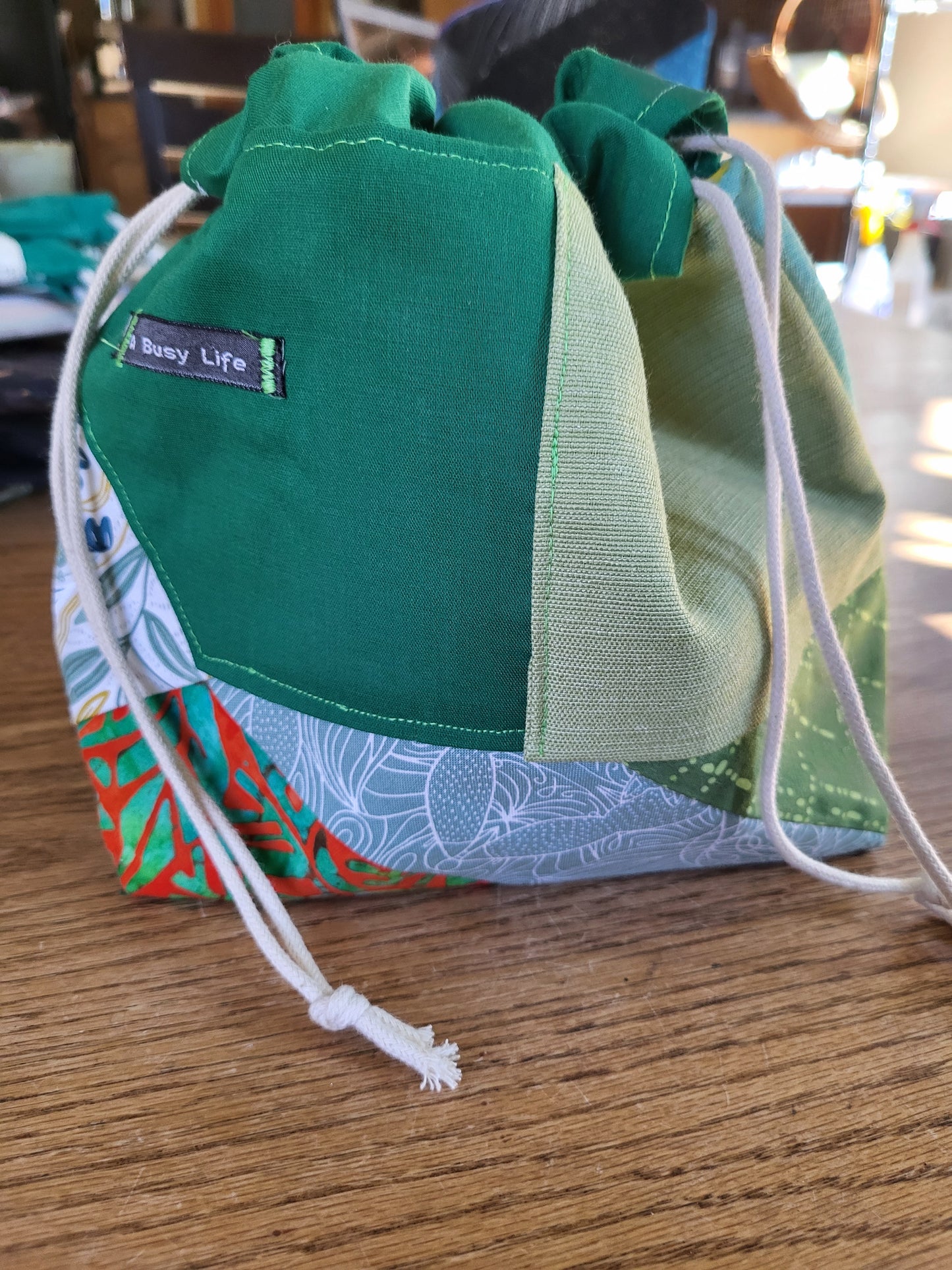 Irish inspired collage project bag, Drawstring Project Bag,  project bag,  Storage bag