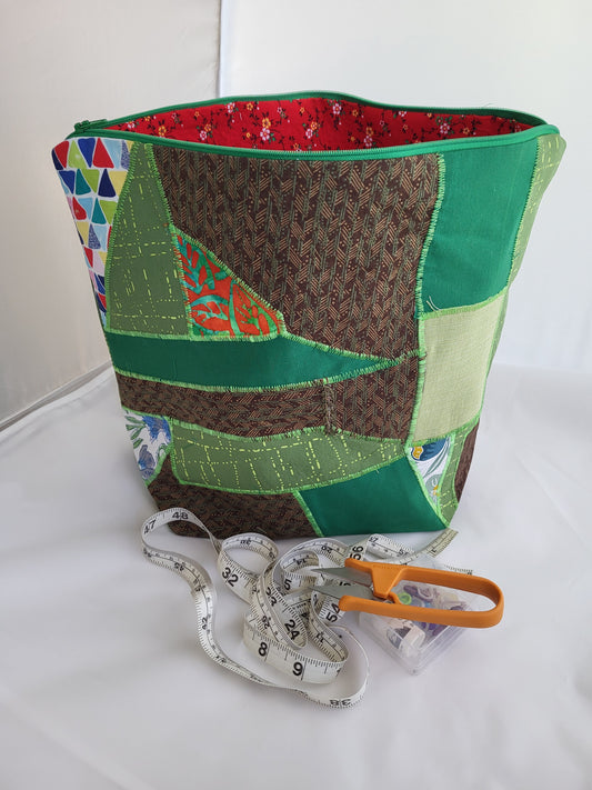 Spring Collage Collection Sweater Sized project bag, Zippered Bag, project bag,  Storage bag
