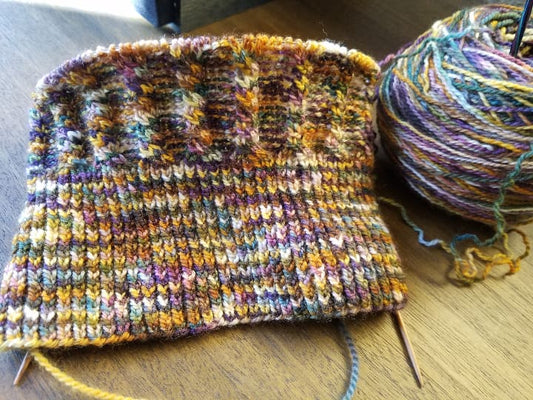 Dark Academia hat pattern, fingering weight yarn, hand dyed yarn and pattern
